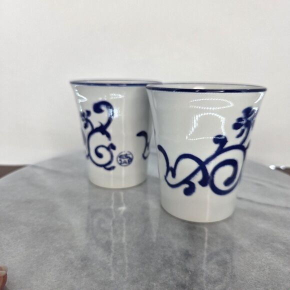 Tokyo Disney Resort Mickey Mouse Blue White Yunomi Tea Cups Pair Made in Japan - Picture 3 of 10